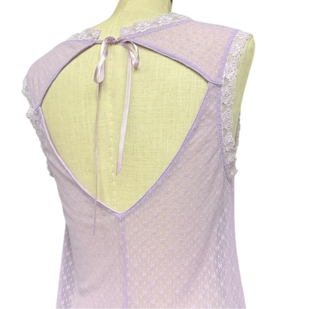 Frederick’s of Hollywood Lavender Lace Mesh Slip Dress Size Large Romantic Mesh